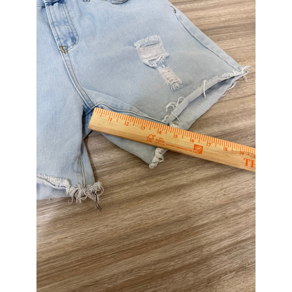 Umgee Women Denim Shorts S Light Wash Distressed Raw Hem Boho‎ Festival Core - Picture 10 of 10